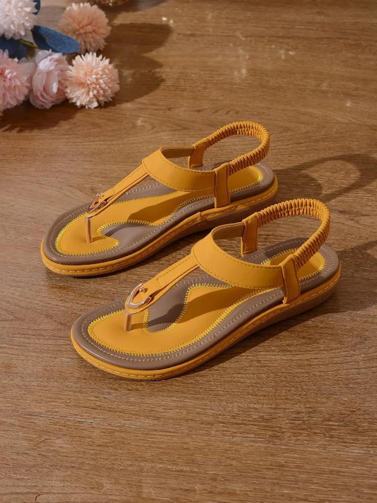 Sandali Estivi da Donna 2026 Stile Europeo e Americano con Fondo Piatto e Fascetta per Piede, Sandali Morbidi e Grandi da Donna