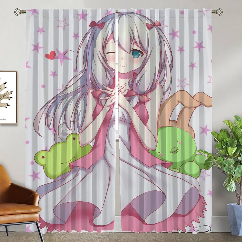 Kitchen Curtains for Living Room Curtain Eromanga Sensei Shades Home Interior Curtains 2 Pieces Halloween Decoration Partition