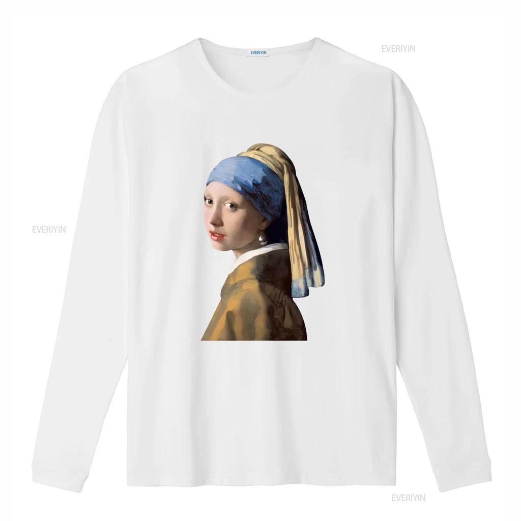 Girl With A Pearl Earring Art Print T Shirt For Unisex Fashionable And Unique Design Vintage Washed Slightly Stylish Homme