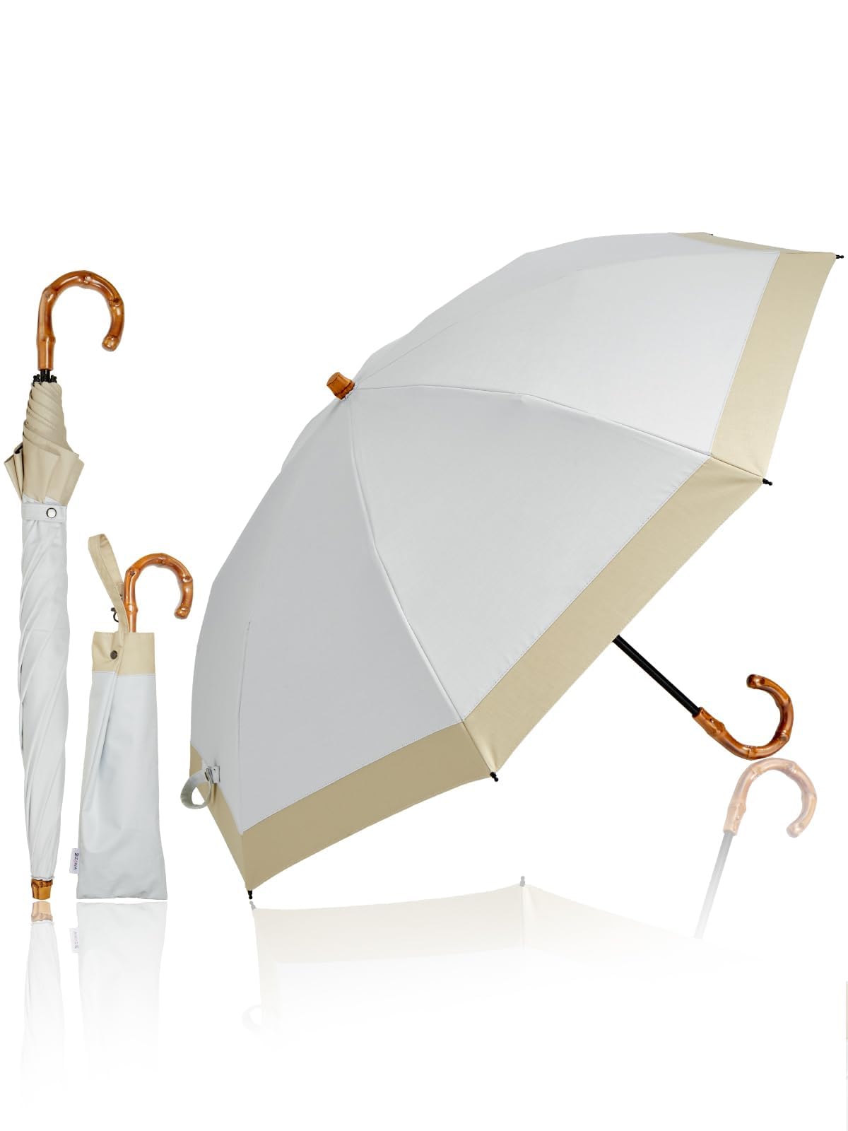 

KIZAWA Складной шелковистый глянцевый реверсивный длинный легкий полностью теплоотражающий зонт от солнца, двухслойный, тканевый, складной, зонт, 100% блокировка, складной, затемняющий,