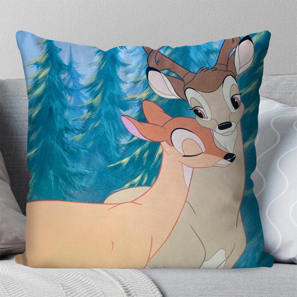 Animated B-Bambi Fairy Tale Pillow Case Square Pillow Bedroom Sofa Leisure Comfort Cushion Car Living Room Home Decoration 40X40