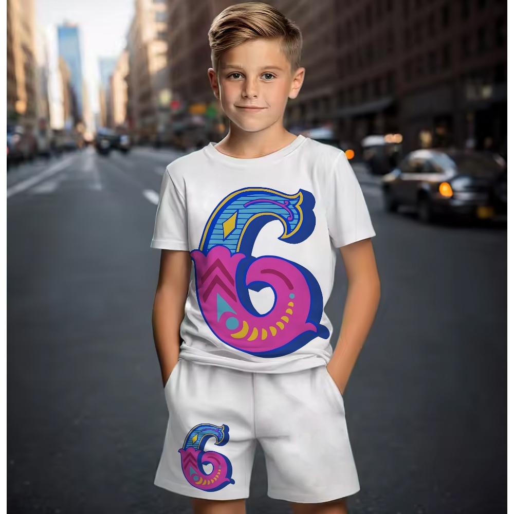 Cartoon Printed Children's Set 3D High Street Daily Casual Clothing Short Sleeved Shorts Fashion New Spring/summer Sportswear