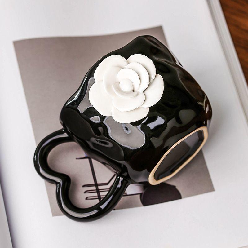 Creative Three-dimensional White Flower Ceramic Coffee Mug Delicate Afternoon Tea Dessert Snack Tea Cup Birthday Gift Home Decor