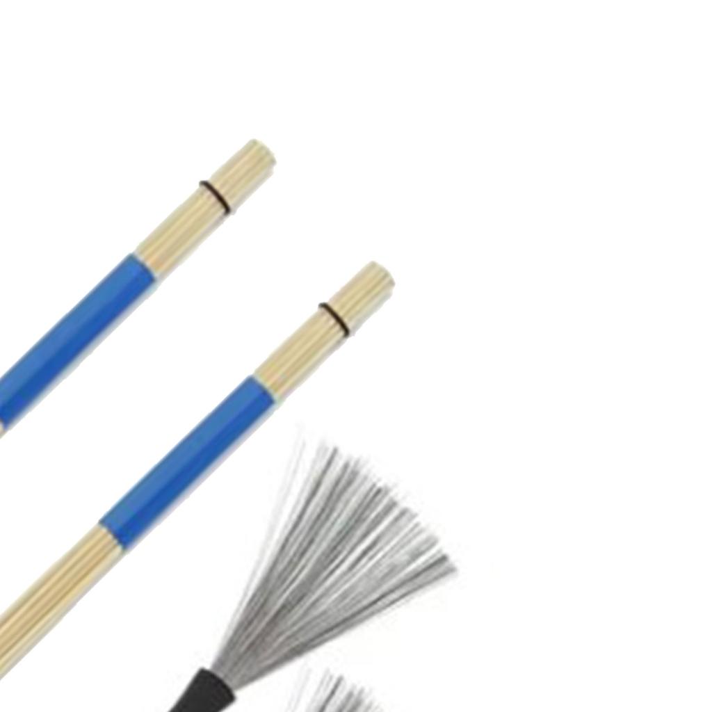 Drum Brush Kit Metal Stainless Steel Bamboo Brushes Set Tool Accessories with Velvet Bag