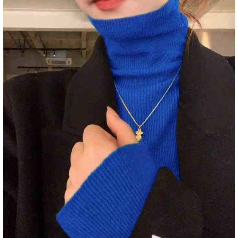 Women's High Neck Knitted Base Sweater Women's Autumn and Winter Pile Neck Thin Sweater