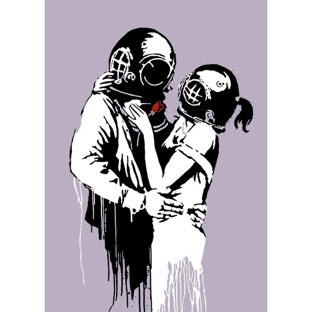 Banksy Pop Art Abstract figure painting canvas painting girl and Red balloon poster printed wall living room wall decoration