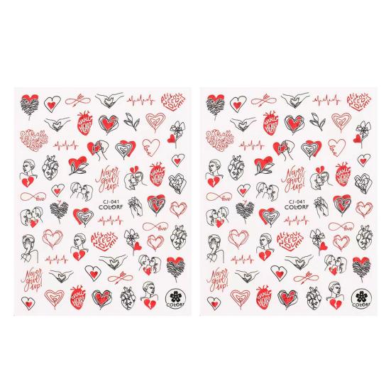 

2 шт. наклейки для дизайна ногтей, не выцветающие, легко наклеиваемые, самоклеящиеся, непадающие, сделай сам, День святого Валентина, красные сердечки, маникюрные наклейки, поставка для салонов красоты E
