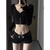 Women's Low Waist Stretch Denim Hot Pants - Slimming Wide Leg, Spring/Summer/Autumn