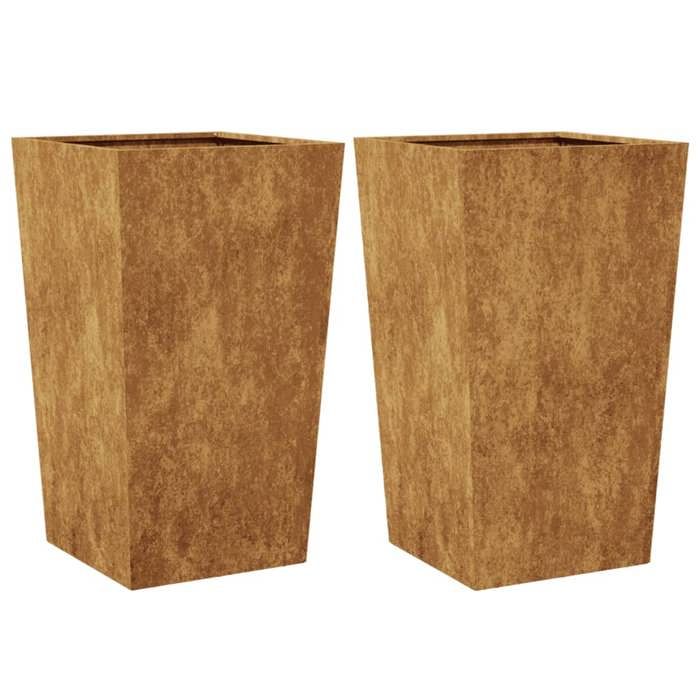 VidaXL Jardinières 2 pcs 45x45x75 cm acier résistant aux intempéries, jardinière d'extérieur, boîte à fleurs, boîte de 851107