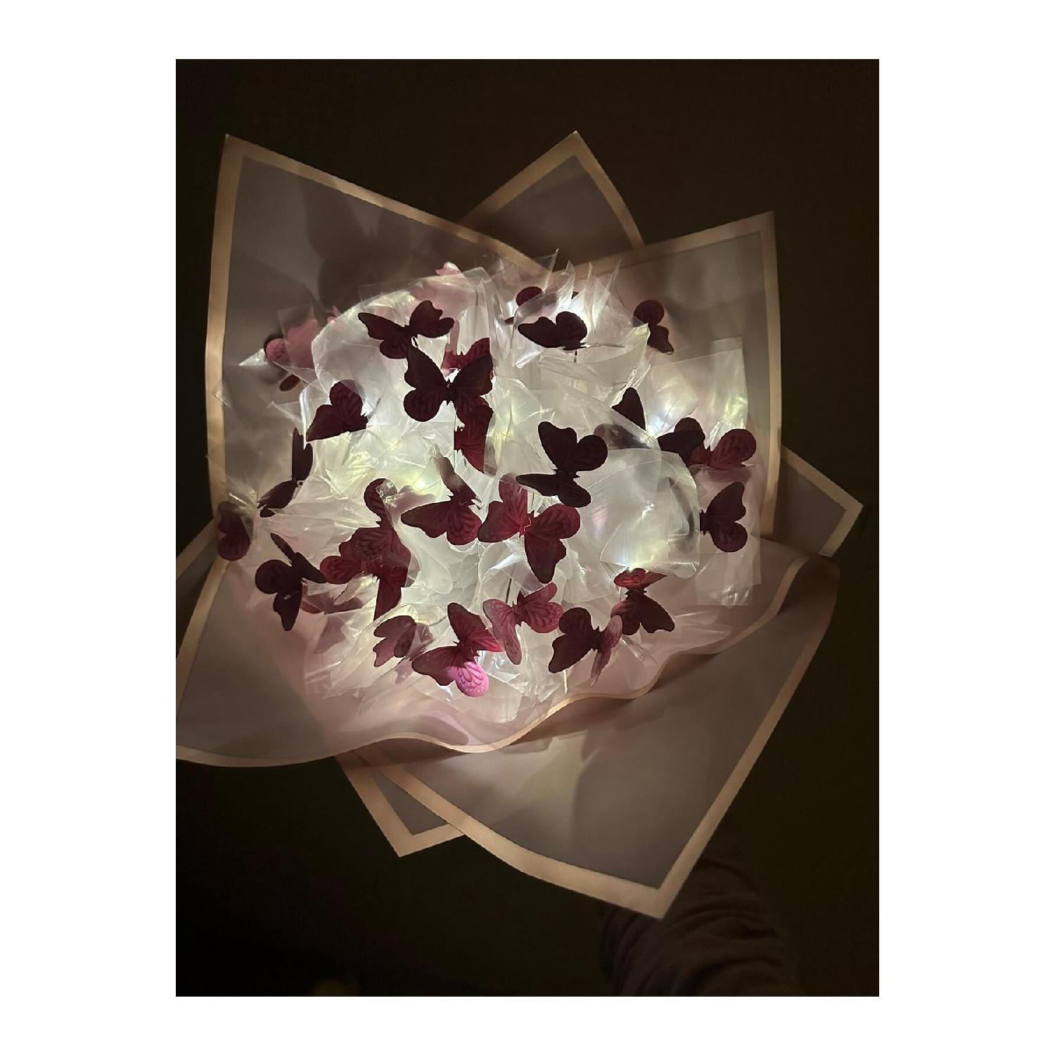 

24 Pieces Butterfly Bouquet With Leds, Pink Color розовый