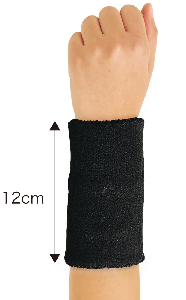 HATAS (Hata Sports Equipment Industry) Wristband Knit Pile 12cm Black