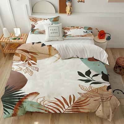 Medieval Leaf Print Duvet Set Bohemian Three-Piece Digital Print Bedroom Bedding