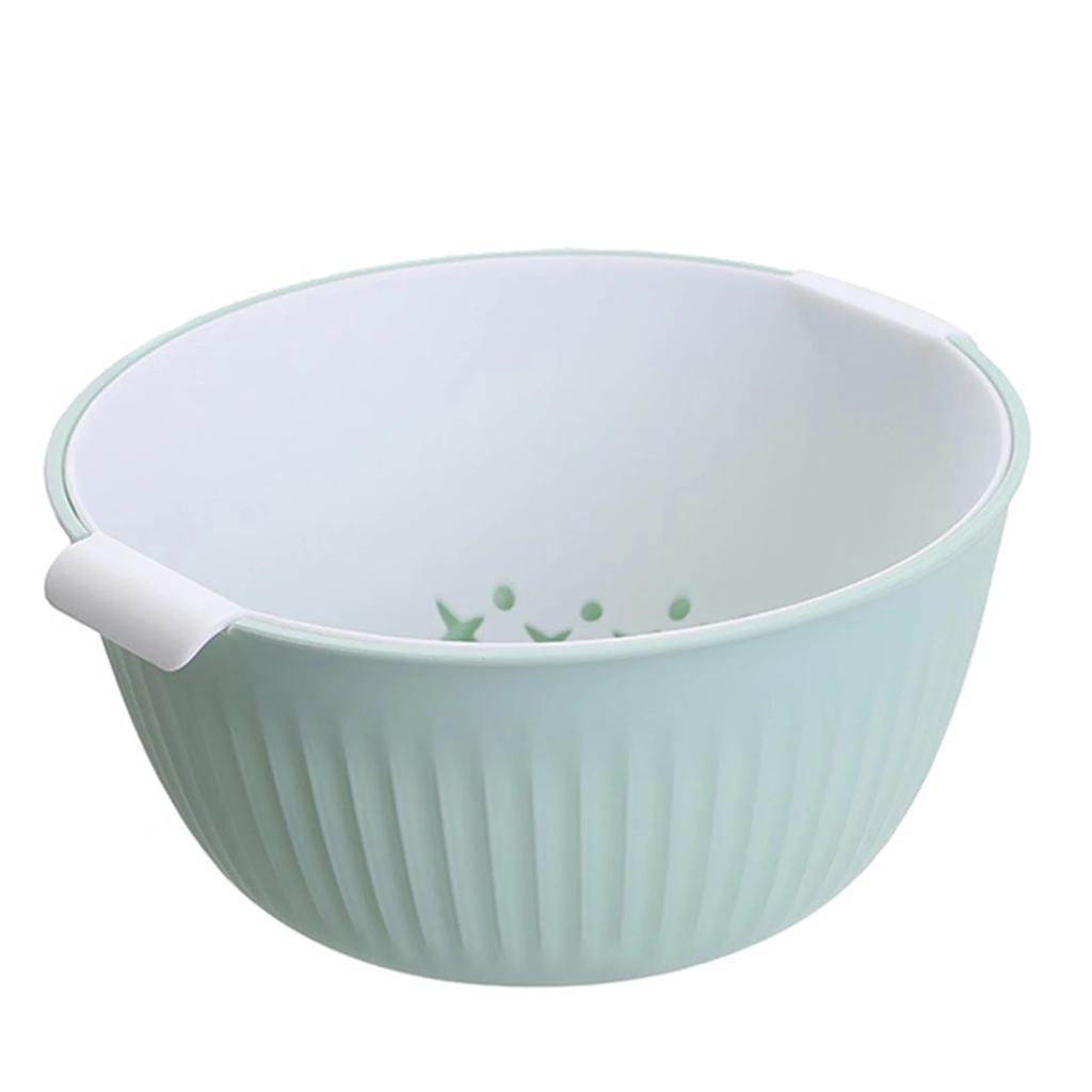 Kitchen Silicone Double Drain Basket Bowl Washing Storage Basket Strainers Bowls Drainer Vegetable Cleaning Colander Tool