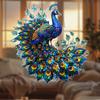 2D Graphic Art Revival Crystal Peacock Decorative Pendant Sun Catcher - Animal-themed Hanging Decoration for Home, Office, Garden, Patio Decoration