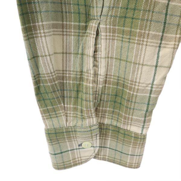Check Pattern Long Sleeve Shirt One Piece Beige X Brown X Green Women Used