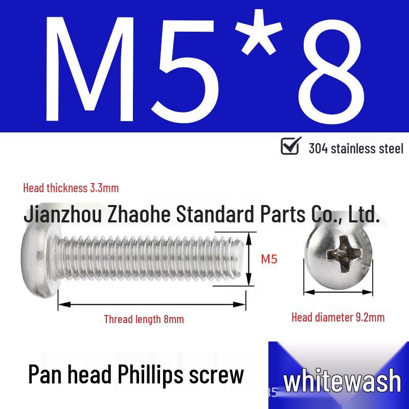 304 Stainless Steel Phillips Pan Head Machine Screw