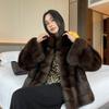 Russian sable environmentally friendly fur coat mink short coat female stand-up collar farmer black and gold new