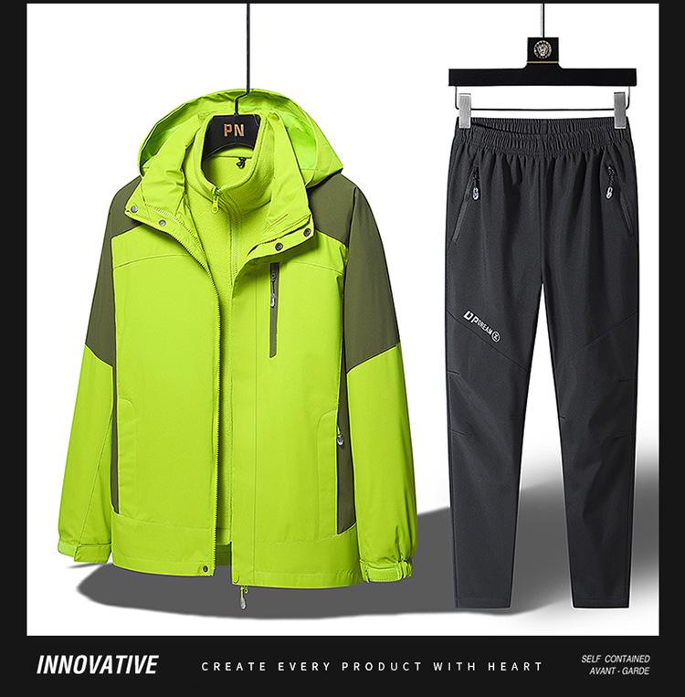 Three-in-One Winter Ski Suit Set: Windproof, Waterproof, Plus Velvet for Men, Women, and Children