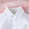Baby Girls Sleeveless Collared Dress with Pleated Ruffle Accent, Stylish Party Outfit