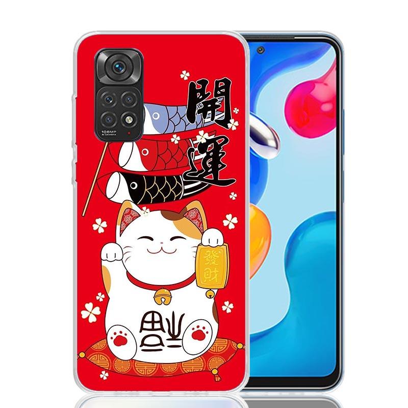 

Lucky Cat Maneki Neko Japanese Phone Case For Xiaomi Redmi Note 13 14 15 Pro Plus 12S 12 14S 11S 11E 10 10S 11 11T 5G 4G Cover C Redmi Note 13 Pro 4G