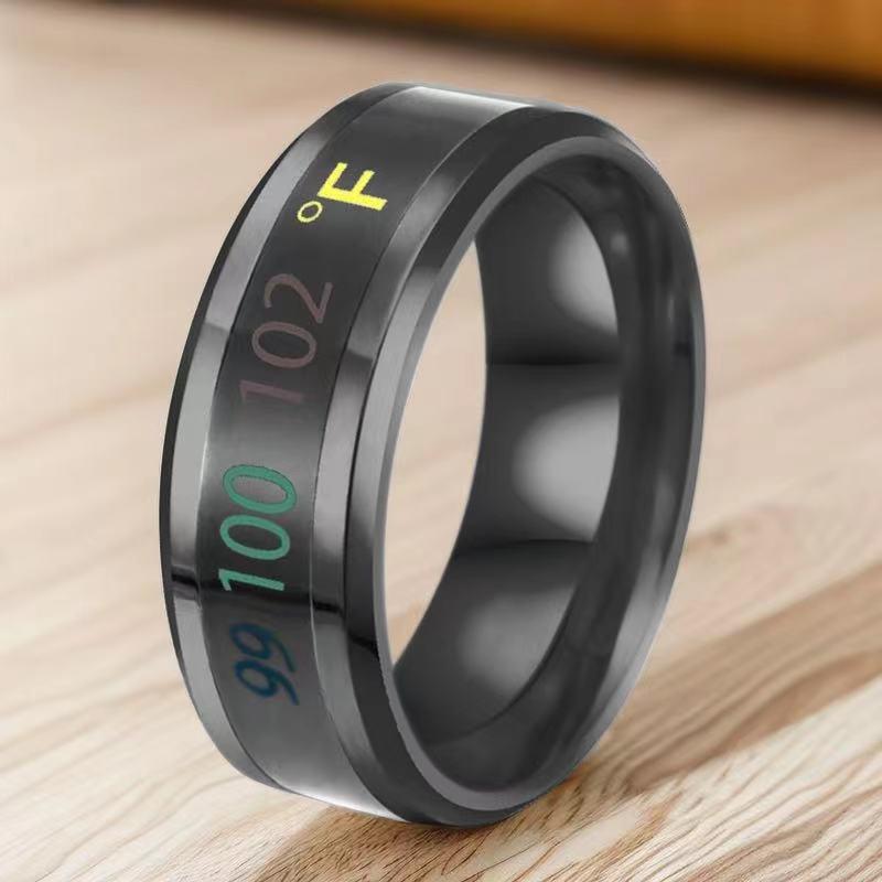 Stainless Steel Color-Changing Men's Ring - Hip-Hop, Trendy, Temperature-Sensitive, Non-Fading Luxury Design