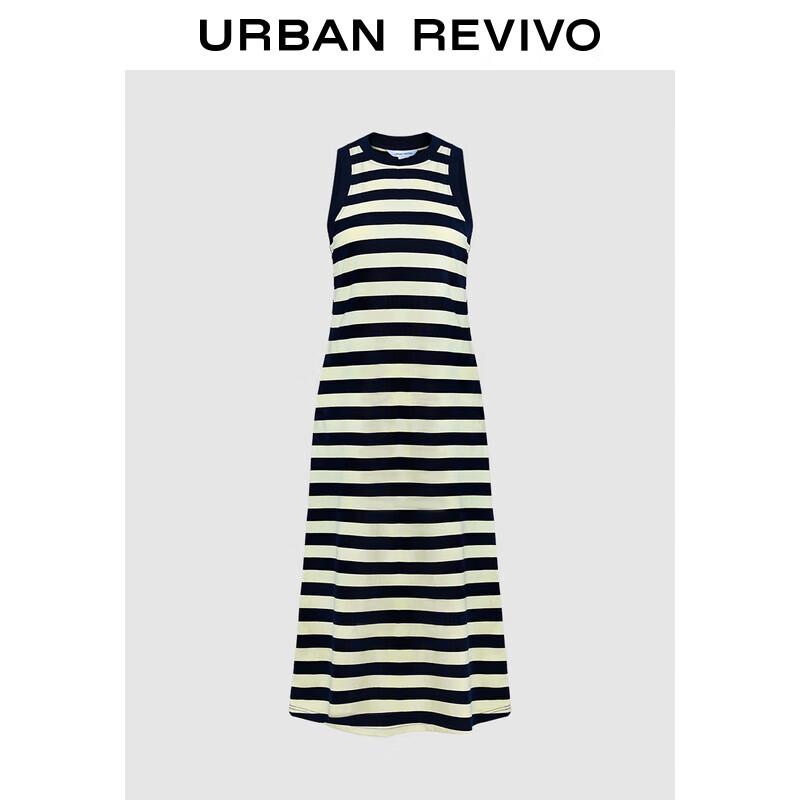 

Женское повседневное полосатое платье А-силуэта без рукавов от UR S