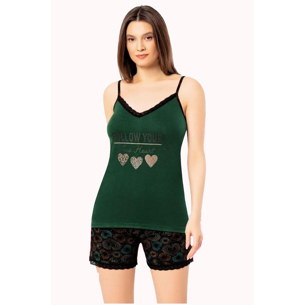 Dámské kraťasy s provazovým popruhem Pyžamový set Printed Cotton 7000