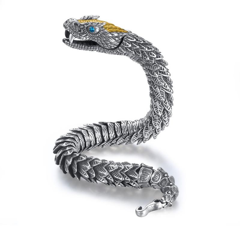 New Men's High-end Bracelet with Personalized Medusa Rattlesnake and Hip-hop Dominance Trend