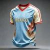 Men's Casual V-Neck Short Sleeve T-Shirt Lightweight Breathable with Mexico Letter Print