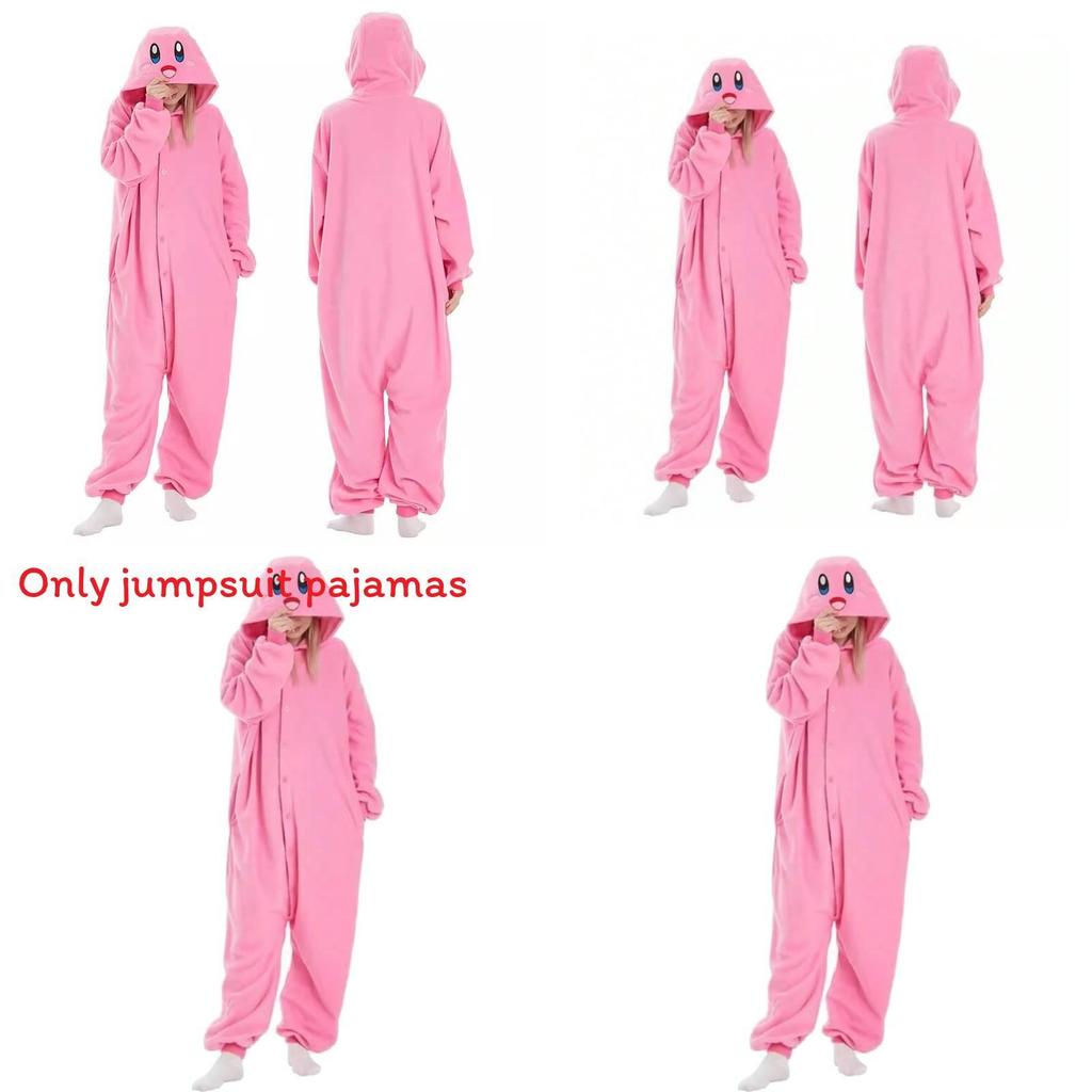 Kirby Tegneserie Dyre Onesie med Polyesterstoff for Søvn og Halloween Loungeklær