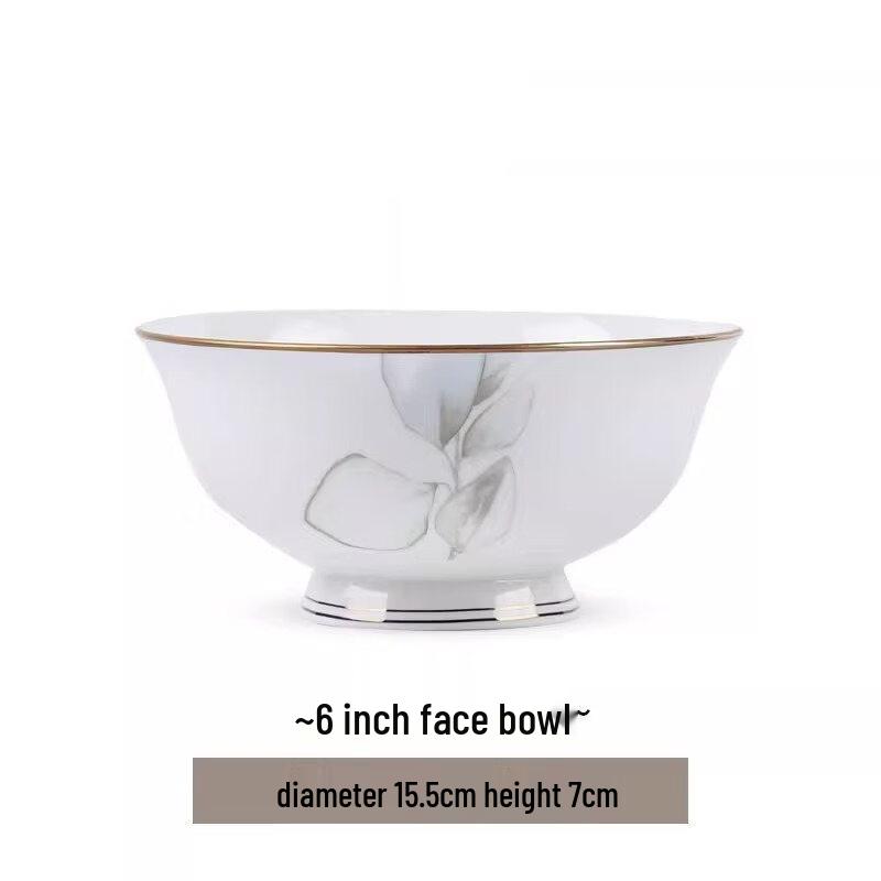 Spring Inspiration Gold Rim Ceramic Noodle Bowl
