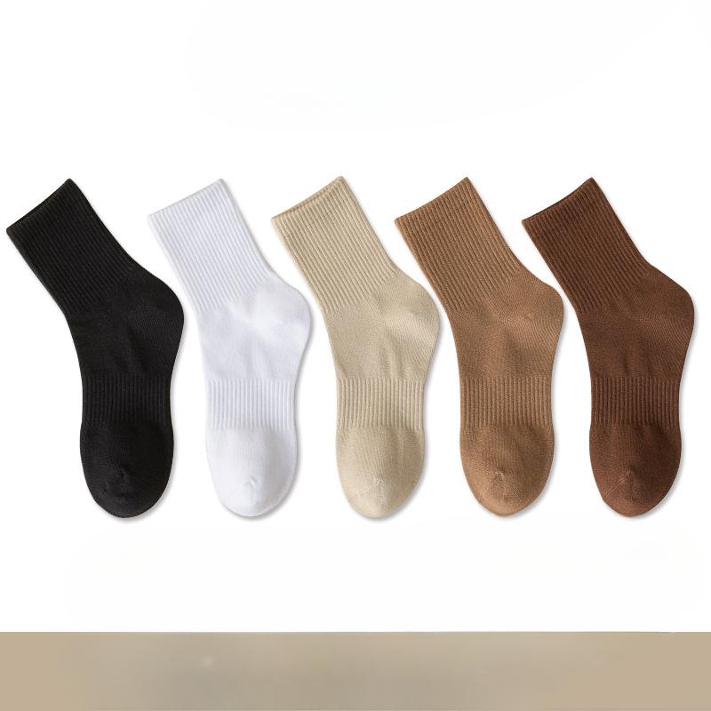 5 Pairs of Men's Spring and Autumn Retro High Elastic Sports Waist Socks
