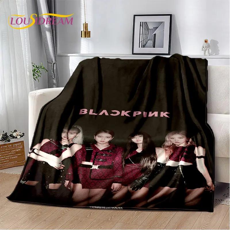 Black Pink Kpop Star Girl Group Soft Plush Blanket,Flannel Blanket Throw Blanket for Living Room Bedroom Bed Sofa Picnic Cover