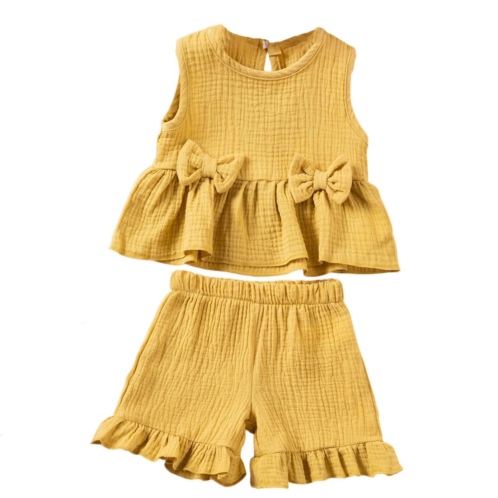 

Children s Sweet Set Cute Vest Shorts Girls Sleeveless Casual Two-Piece Set 90