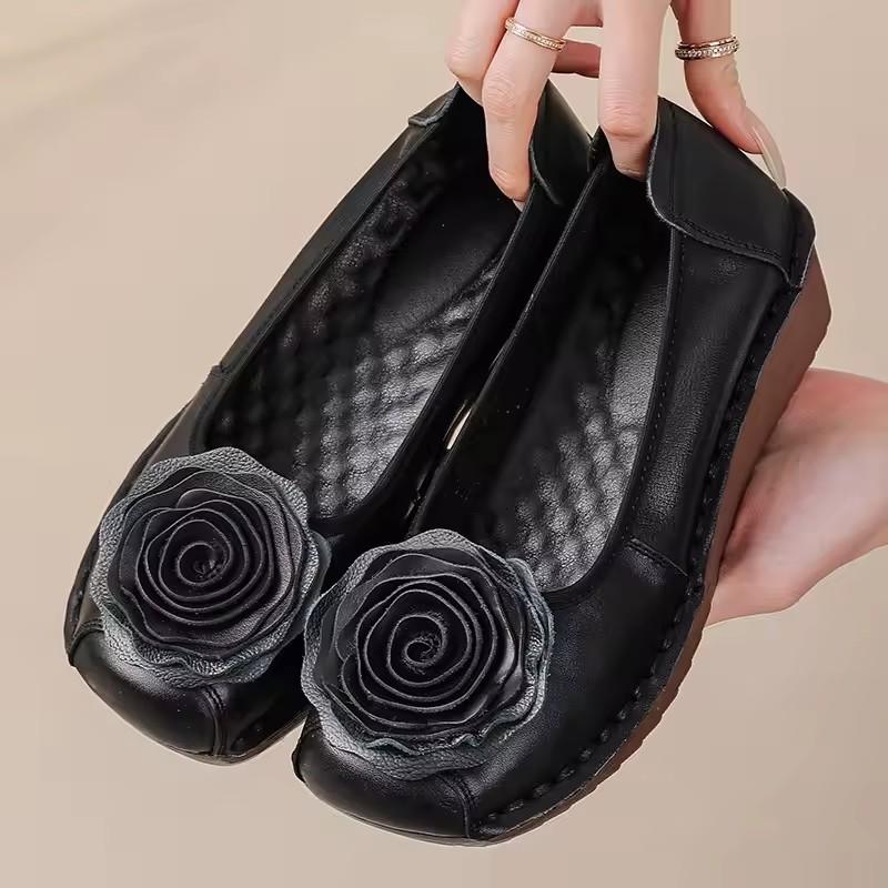 Fashion GKTINOO 2025 Soft Genuine Leather Flat Shoes Women Flats with Flowers Ladies Shoes Women Designers Loafers Slip On