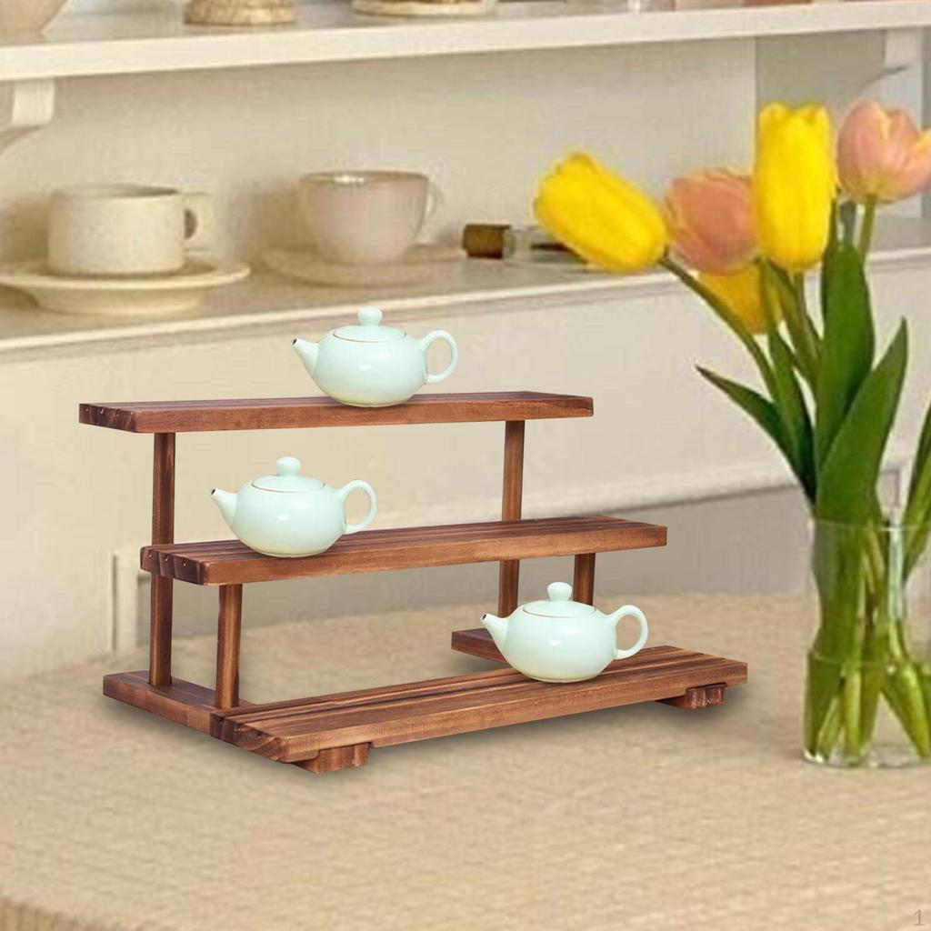 Wood Display Riser Jewelry Organizer Rack Storage Desktop Collectibles Stand Showcase