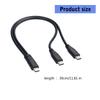 30cm USB Type C To Two Type C Male Cable Fast Speed Charging Cord for Smartphones and Tablets Power Supply