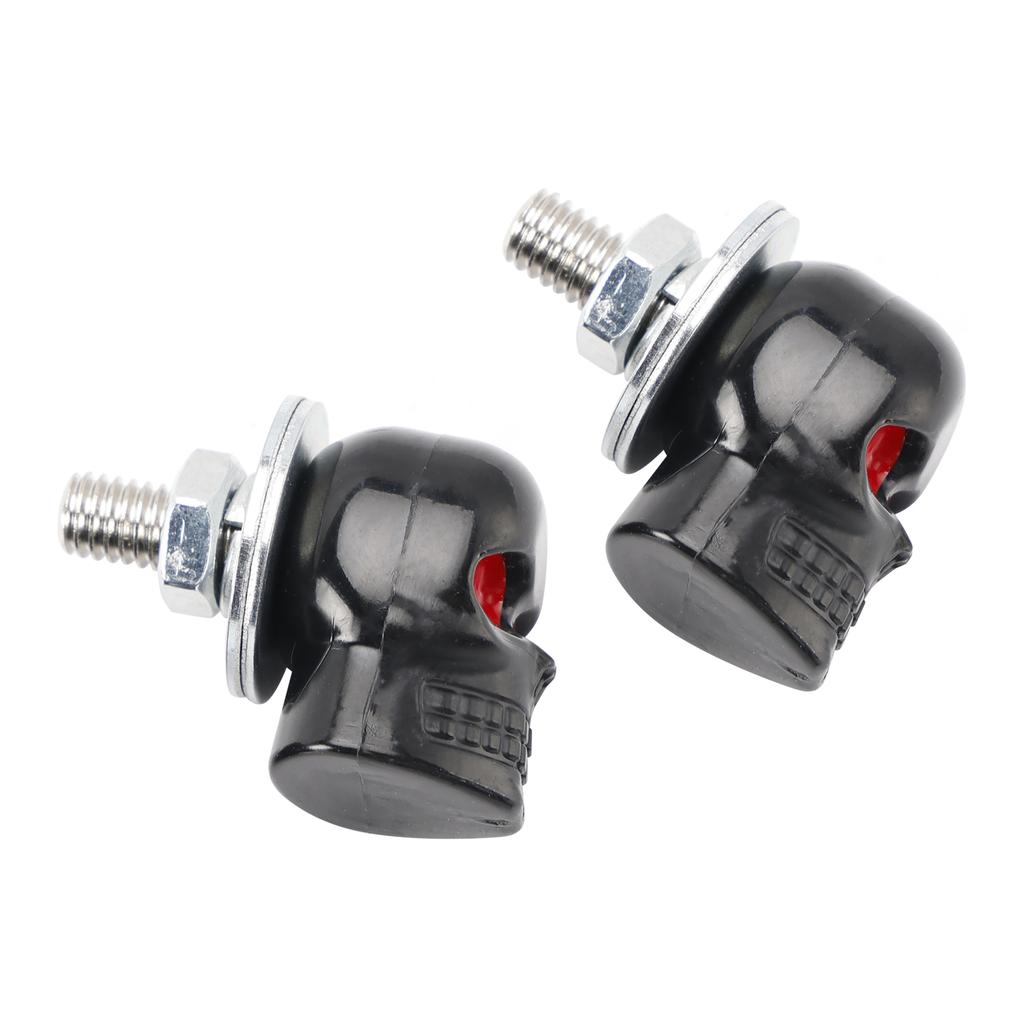 4x Custom SKULL License Plate Bolt Screw Black Plastic Motorcycle Chopper Bobber