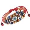 European & American Beaded Eye Cowhide Bracelet - Adjustable Genuine Leather Jewelry for Men & Women.