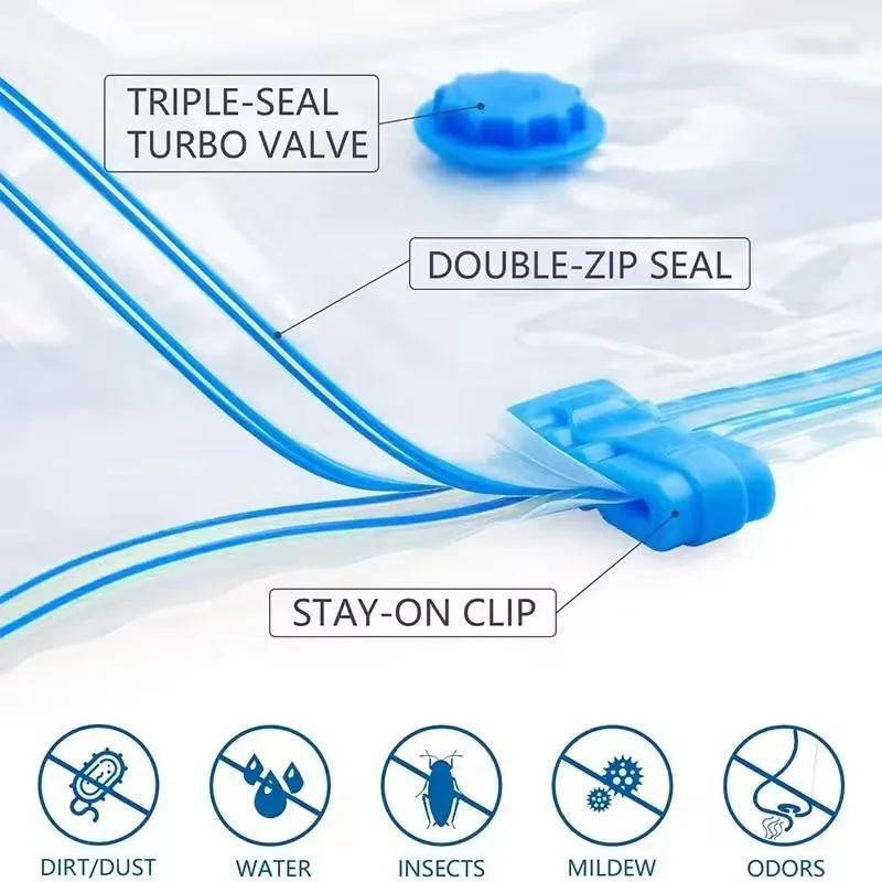 5PCS Vacuum Bag and Pump Cover for Clothes Storing Large Plastic Compression Empty Bag Travel Accessories Storage Container