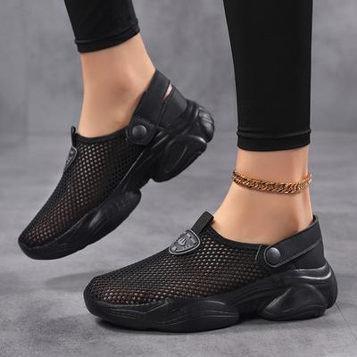 2 In 1 Round-toe Slippers Women Knitted Sandals Breathable Mesh Outdoor Walking Shoes Ladies Breathable Casual Shoes