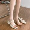 2025 sandals women's new thick heel super beautiful word with skirt summer spring summer Internet celebrity high heel cool slippers women
