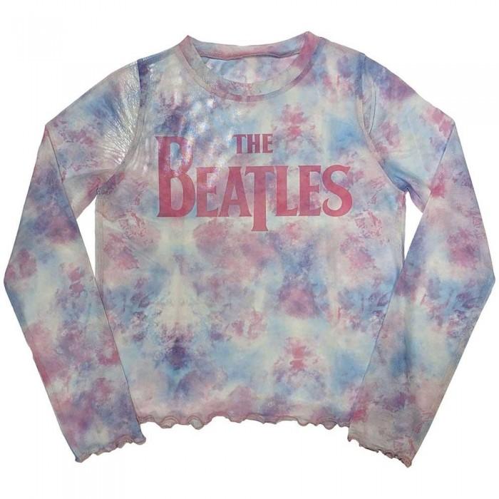 The Beatles Womens/Ladies Logo Mesh Long-Sleeved Crop Top