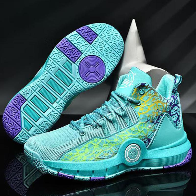 

Spring and autumn basketball shoes men s non-slip actual combat running sports shoes fly-woven breathable ball blue shoes 44