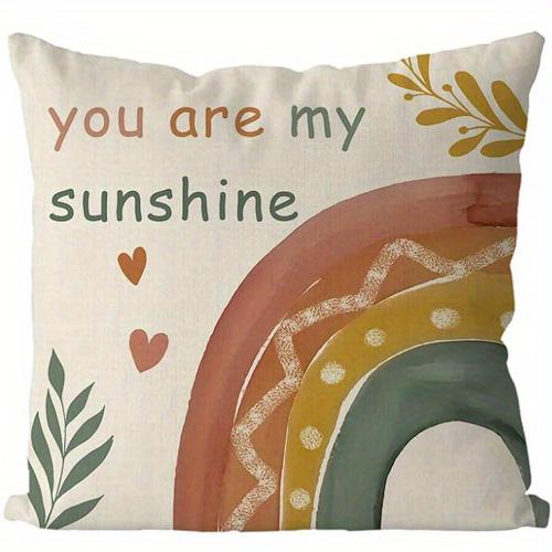 Home Decor Sun & Rainbow: You & My Sunshine Pattern Cushion Cover Suitable for Sofa Bedroom Car Pillow Cover