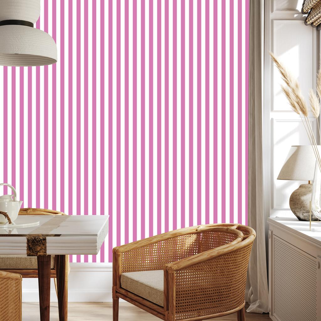 Powder Pink, White and Purple Striped Wallpaper for Living Room and Bedroom 50x1000