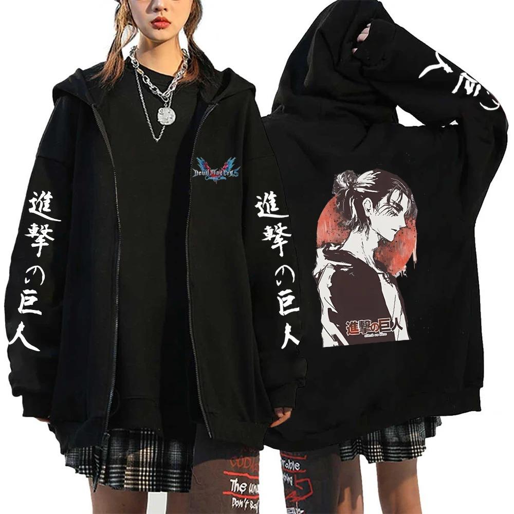 2025 Women's Sportswear Paired with Anime Hooded Warm Zipper Sweater Printed Original Design
