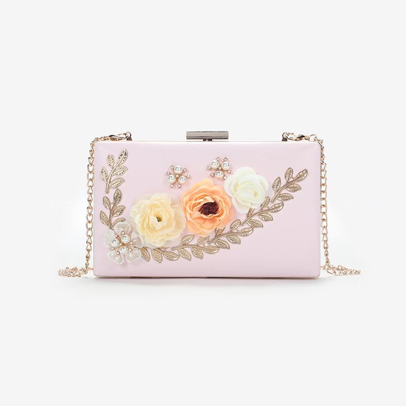 

Женская сумка новая милая леди трехмерный цветок маленькая квадратная сумка универсальная на одном плече через плечо цепочка вечерняя сумка розовый