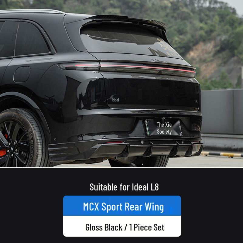 Upgrade Li Auto L6/L7/L8/L9 with Black Warrior MC sports rear and top wing kit, no drilling needed.