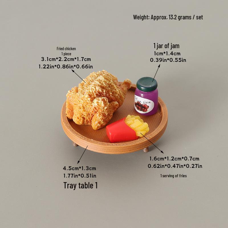 Miniature Fried Chicken & Fries Dollhouse Decor Set